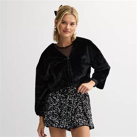 Juniors' Derek Heart Cropped Faux Fur Jacket