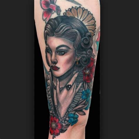 Tattoo uploaded by Xavier • Neo-traditional style Scarlett O Hara ...