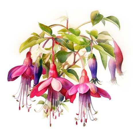 a watercolour painting of a fuchsia flower, in the style of uhd image ...