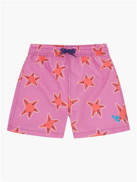 Muddy Puddles Kids' UV Starfish Print Swim Shorts, Pink, 9-10 years