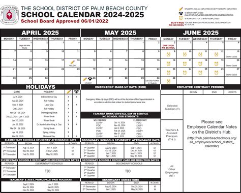 Palm Beach County School Calendar 2025 2026 Deped Printable Format