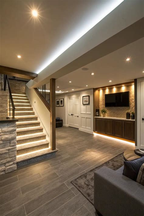 17+ Inspiring Modern Basement Lighting Ideas