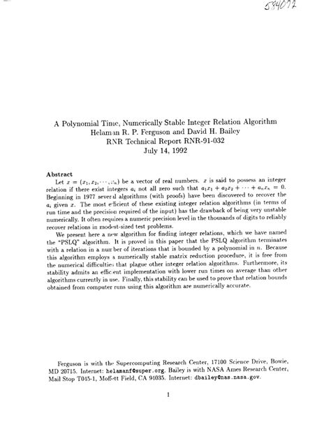 Image result for Integer Relation Algorithm