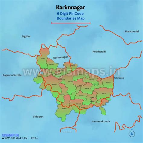 Karimnagar PincodeBoundaries Map (Telangana)