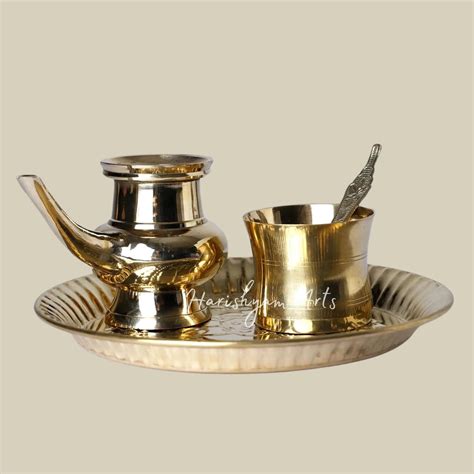 8" Brass Puja Thali Set | Ritual Items