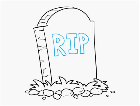 How To Draw A Tombstone - Draw A Grave Easy, HD Png Download - kindpng