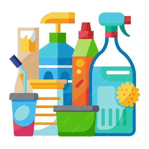 Cleaning products clip art and Vector Design With a White Background ...