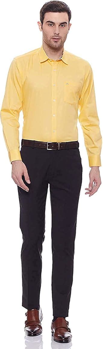 Buy Men's Regular Fit Formal Shirt- Yellow Colour at Amazon.in