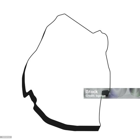 Eswatini Map With Black Outline And Shadow On White Background Stock Illustration - Download ...