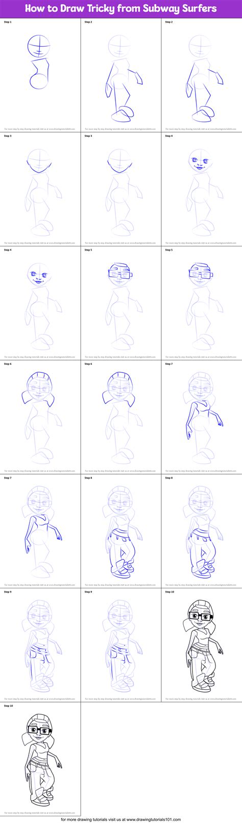 How to Draw Tricky from Subway Surfers (Subway Surfers) Step by Step ...