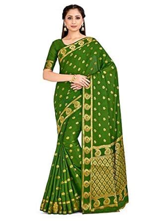 Buy MIMOSA Mysore Silk Style Crepe saree Color : Green (4628-2426-SD ...