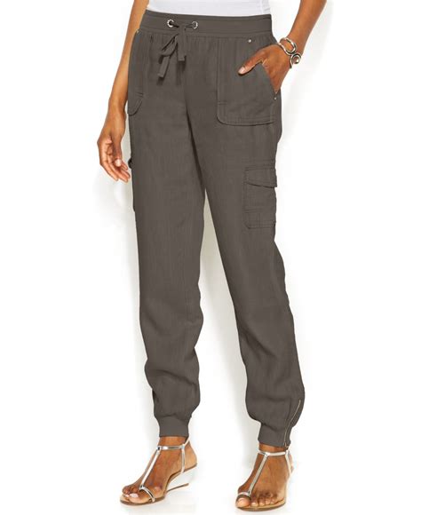 Lyst - Inc International Concepts Petite Linen Drawstring-waist Cargo ...