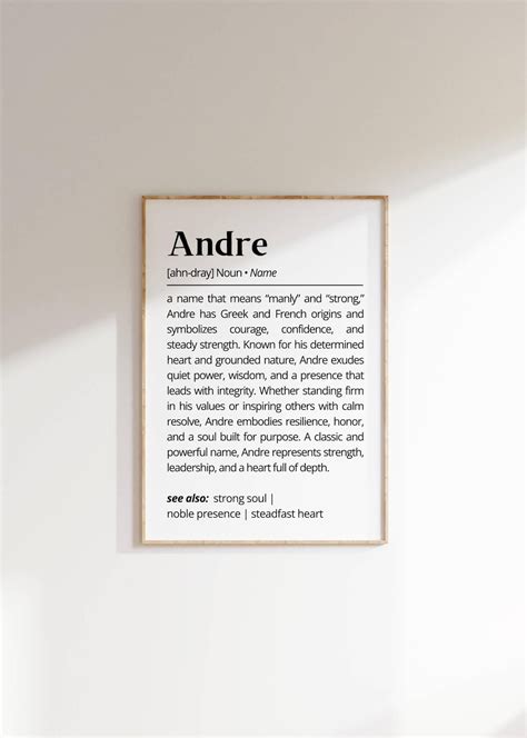 Andre Name Definition Print: Personalized Typography Wall Art (digital ...