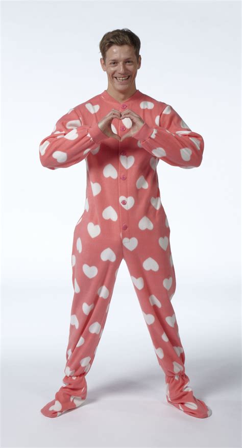 Best 11 Snuggaroo men s pink love heart valentines all in one footed ...