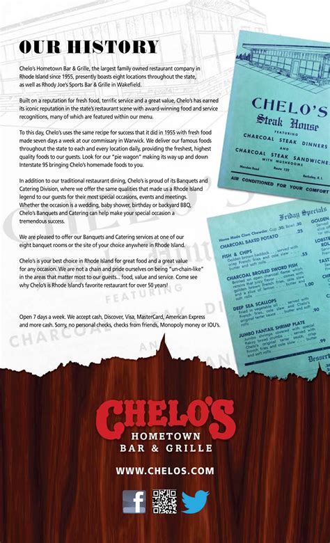Menu at Chelo's Hometown Bar & Grille, East Providence, 45 Newport Ave