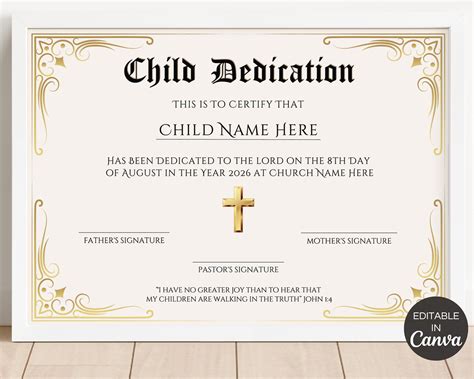 Baby Dedication Certificate Template - Ablebionics