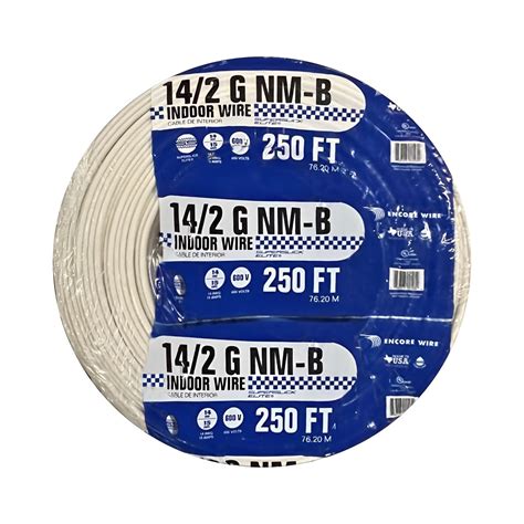 250ft Roll 14/2 NM-B Gauge Indoor Electrical White Copper Wire Ground ...