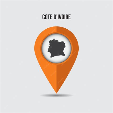 Premium Vector | Cote d'ivoire map on location pin. 3d pointer with map ...