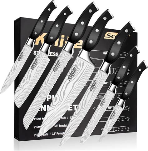 SCOLE® Chef Knife Ultra Sharp Kitchen Knife Set 7-Piece, Premium German ...