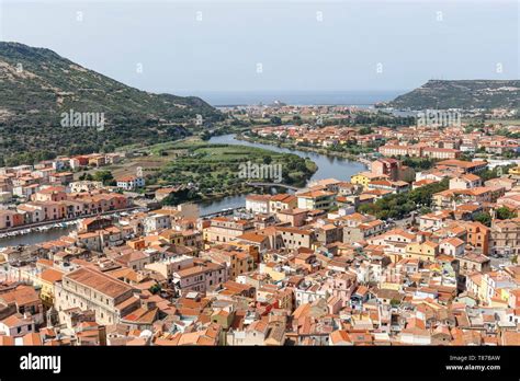 Italy, Sardinia, Oristano Province, Bosa, view on the city still the ...