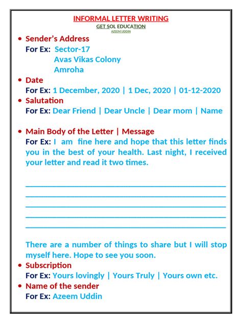 Informal Letter Format Example 的图像结果