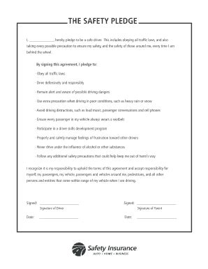 Fillable Online The Safety Pledge - Safety Insurance Fax Email Print ...