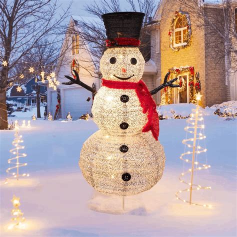 Amazon.com: Minetom 4 Ft. Lighted Christmas Snowman Outdoor Pop up Yard ...