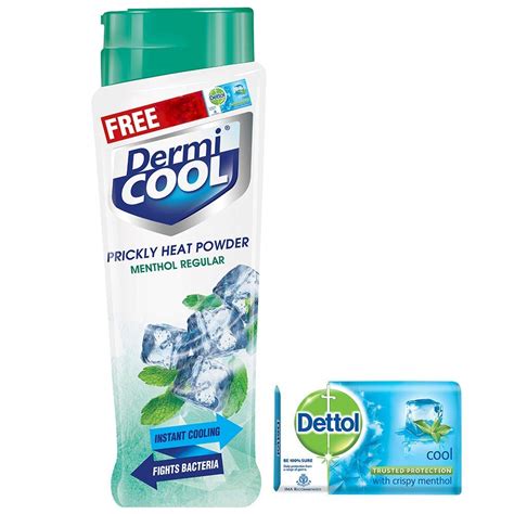Buy DermiCool Prickly Heat Powder, Menthol Regular, Pack of 150 g (Free ...