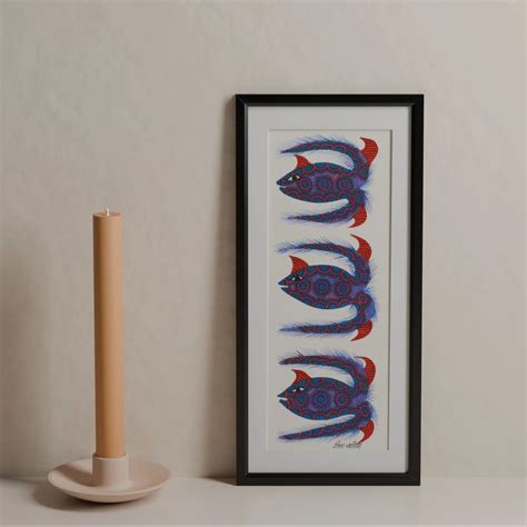 Bhil Pithora Painting, Tribal art, Blue & Red – Eyaas