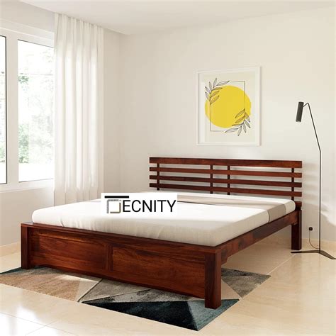 DECNITY Barros Solid Sheesham Wood Queen Bed Without Storage (Matt ...