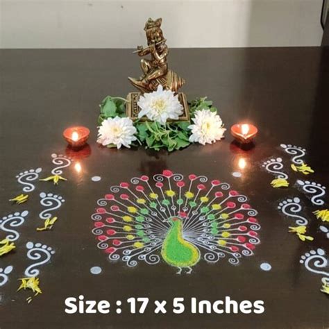Krishna Padam Border Rangoli Stencil Wooden – 17x5 Inches, Pack of 1