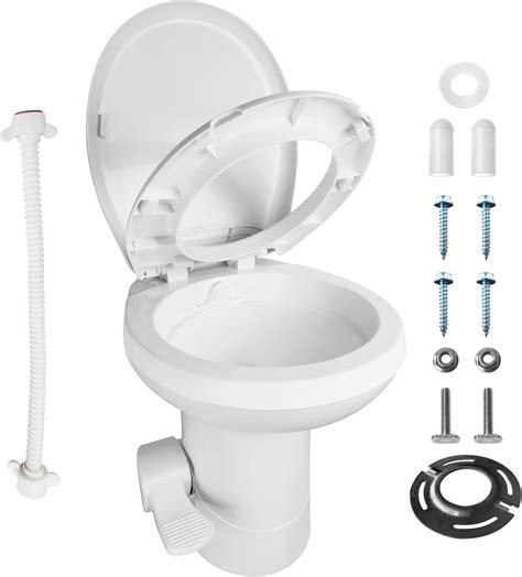 Amazon.com: MuRealy Upgraded RV Toilet - Pedal Flush with Flange T-Type Water Outlets, One Flush ...