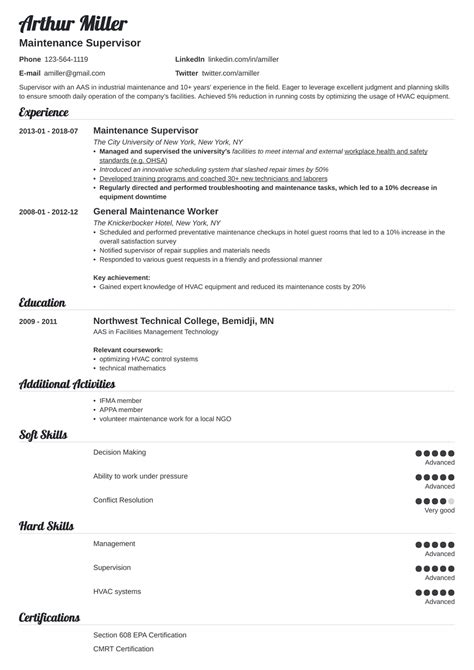 Maintenance Resume Example 的图像结果