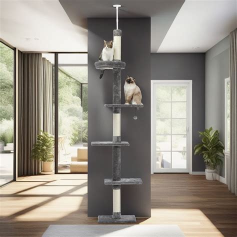 Demi Bonn Cat Tree Tower Interactive Adjustable 90"-108" Tall, 5-Tier ...