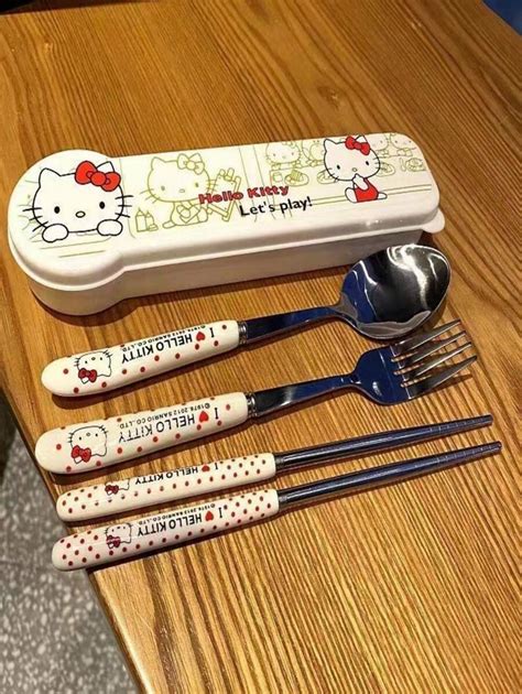 Sanrio Sanrio 3-Piece Stainless Steel Cutlery Set - Portable Cute Spoon ...