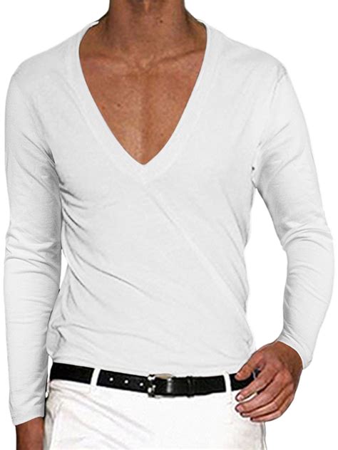 DYMADE Men Long Sleeve Basic V-Neck Plain Undershirts Top - Walmart.com