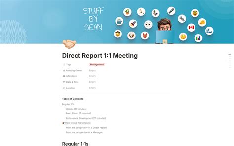 Direct Report 1:1 Meeting Template | Notion Marketplace