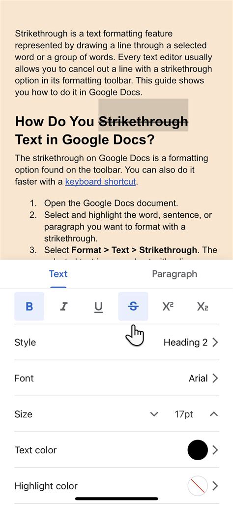 How to Strikethrough on Google Docs