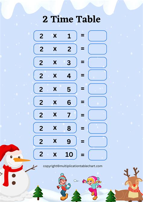 2 Times Table Printable