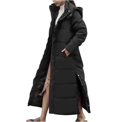 Mrat Extra Long Down Coats for Women Winter Thicken Warm Full Zip ...