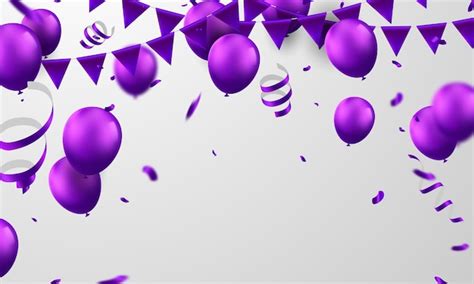 Banner de festa de celebração com fundo de balões roxos. Venda | Vetor ...