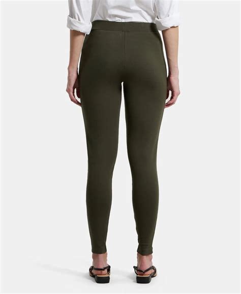 Buy Rayon Nylon Elastane Treggings with Side Zipper Pockets - Deep ...