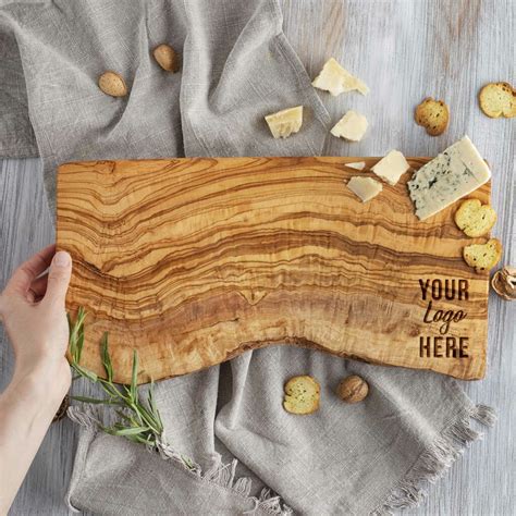 Custom Olive Wood Charcuterie Board with Logo - Forest Decor