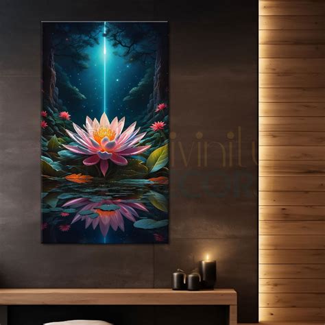 Lotus with cosmic ray with dark textured background painting- Flower-V ...