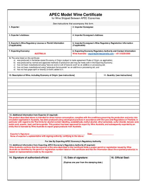 Fillable Online Model Wine Certificate for Wine Shipped Between ... Fax ...