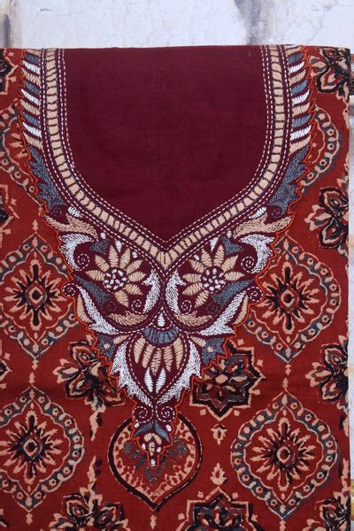 Trendy Ajrakh Print Kurti Fabric - SSethnics - SSEthnics