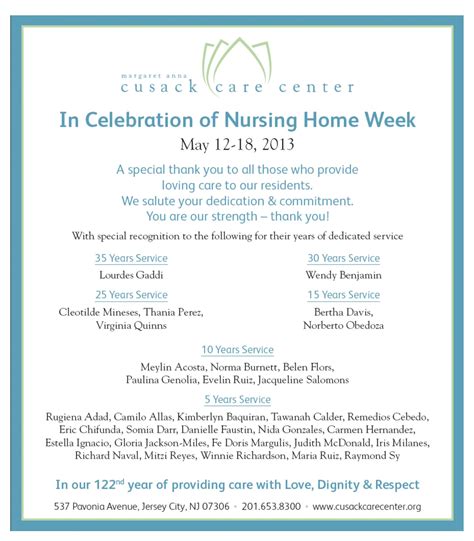 National Nursing Home Week Celebration Flyer