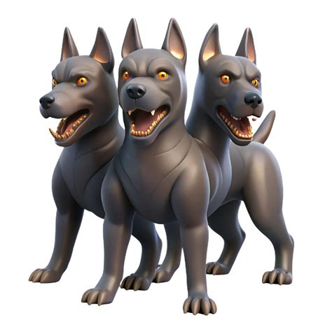 splendid mysterious vintage Cerberus, three-headed dog of Hades. NO ...