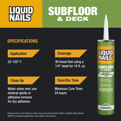 LIQUID NAILS Subfloor & Deck Interior & Exterior Construction Adhesive ...