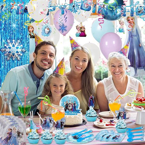 Frozen Birthday Party Supplies- 143 PCS Happy Birthday Banner, Cake ...